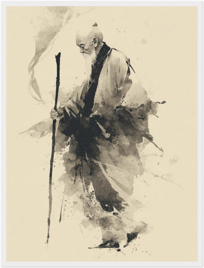 Gehender Mönch mit Stab Poster