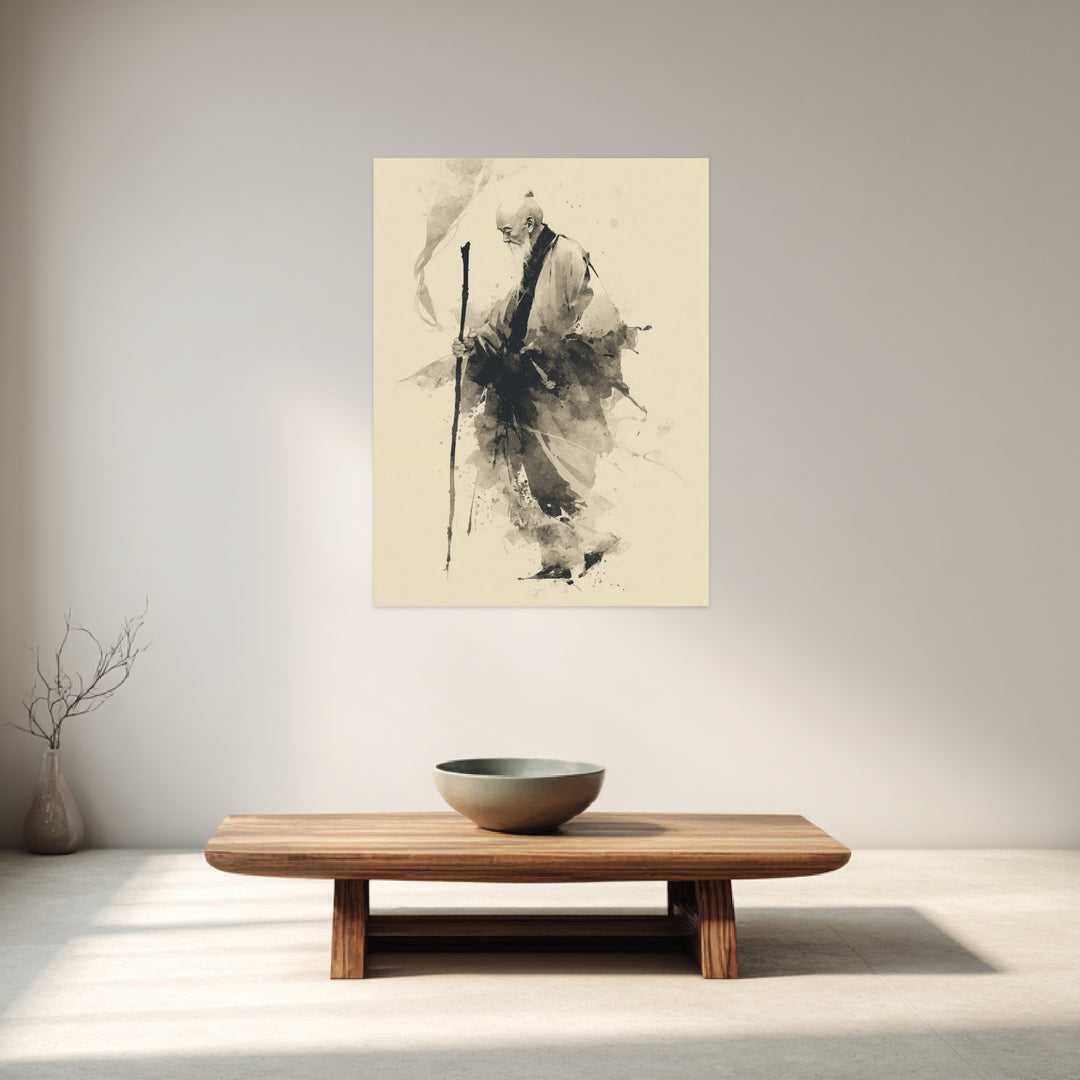 Gehender Mönch mit Stab Poster Zen – mattes Kunstdruck-Papier – Ansicht 2