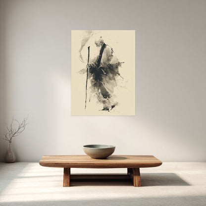 Gehender Mönch mit Stab Poster