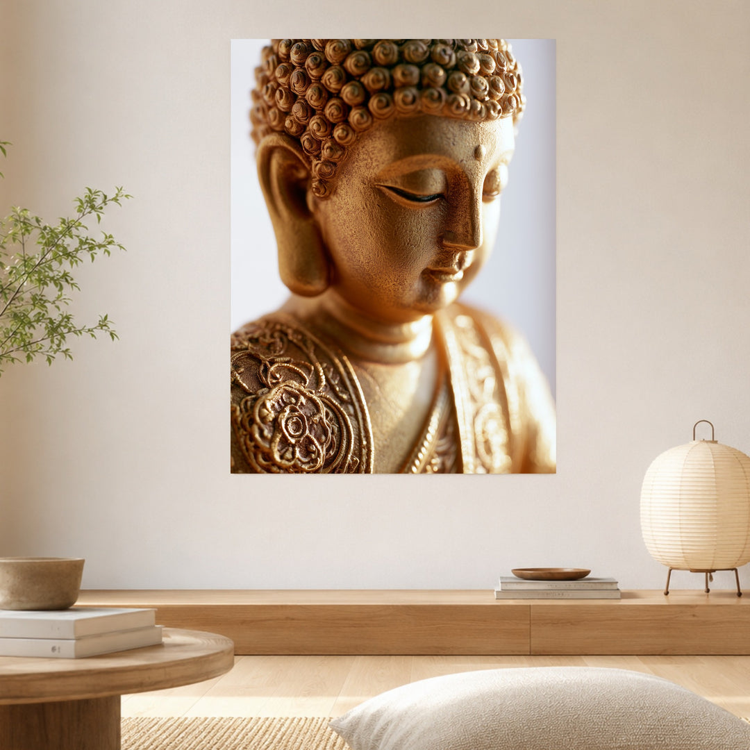 Goldener Buddha in Stille Leinwandbild – Ohne Rahmen – Produktfoto
