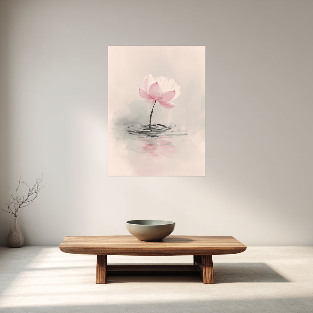 Helle Lotusblume in Rosa Leinwandbild Zen – Leinwand auf Holzrahmen – Ansicht 3