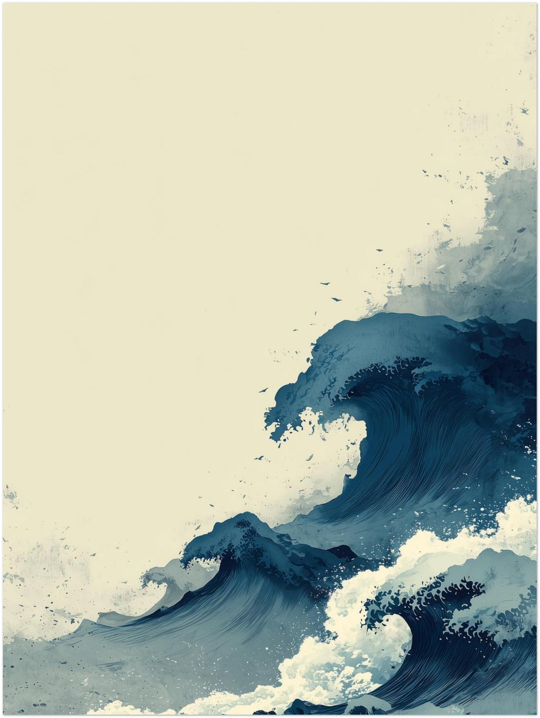 Japanische Welle Tuschezeichnung Zen – Wandkunst