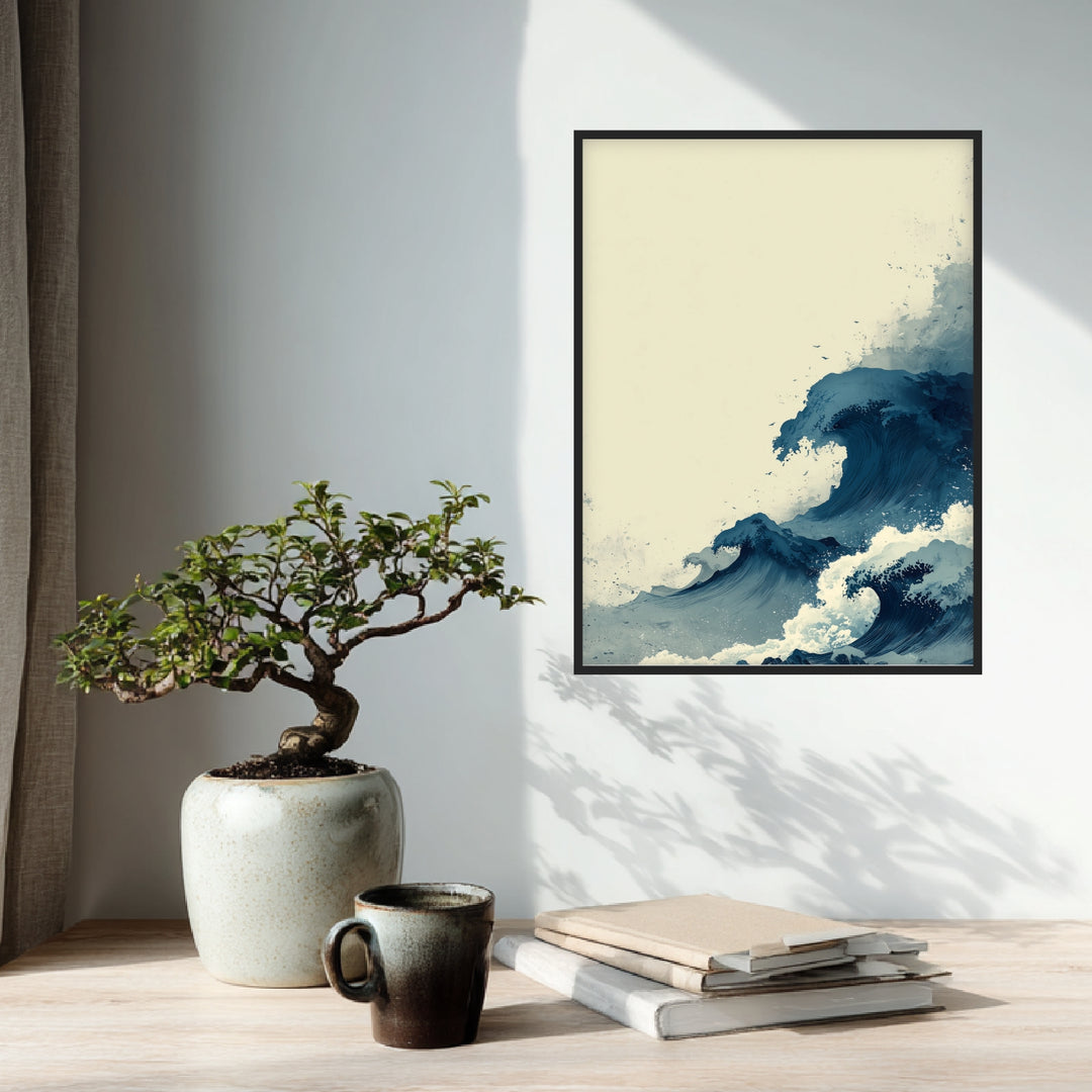Japanische Welle Tuschezeichnung Poster Zen – mattes Kunstdruck-Papier – Ansicht 2