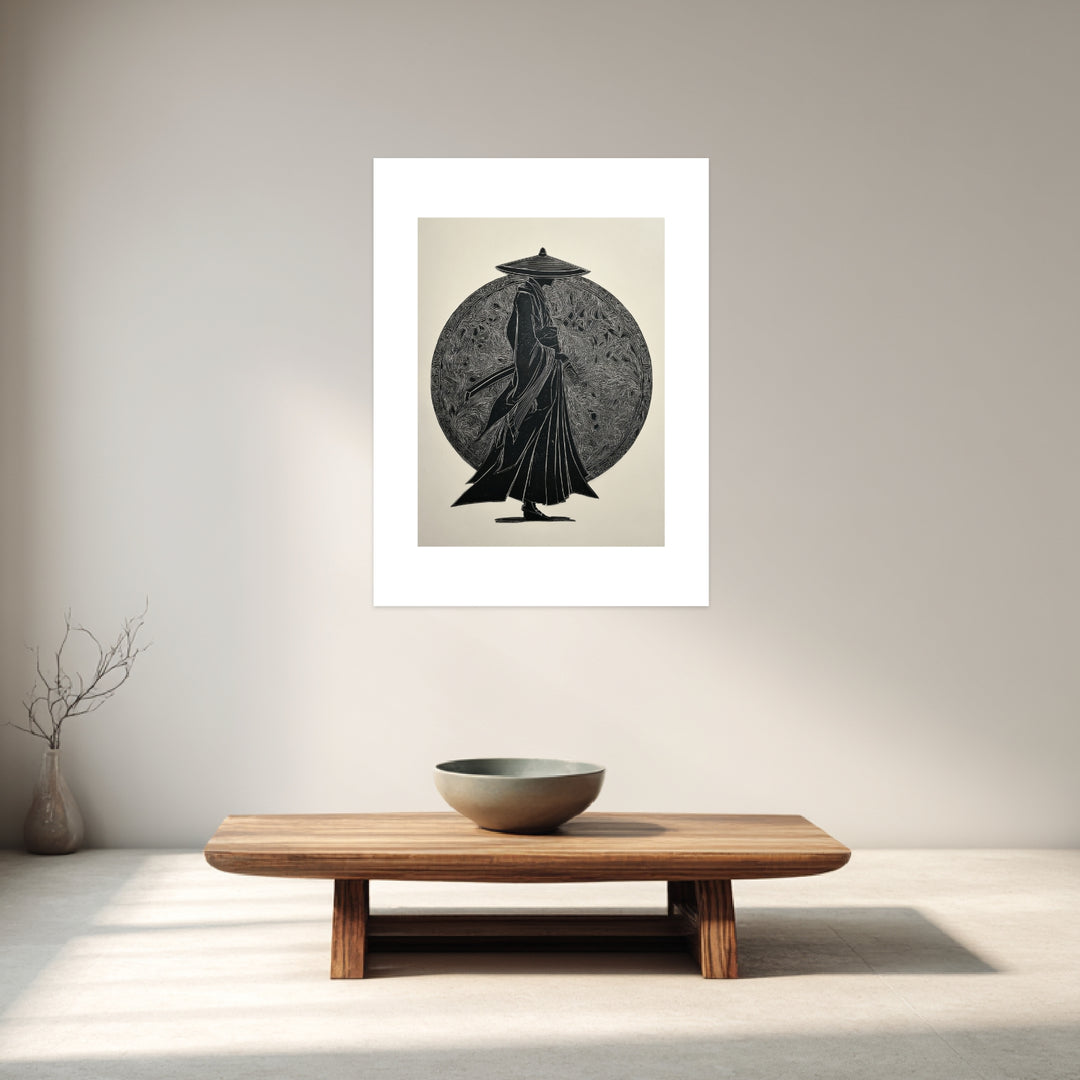 Samurai Silhouette Holzschnitt Poster Zen – mattes Kunstdruck-Papier – Ansicht 3