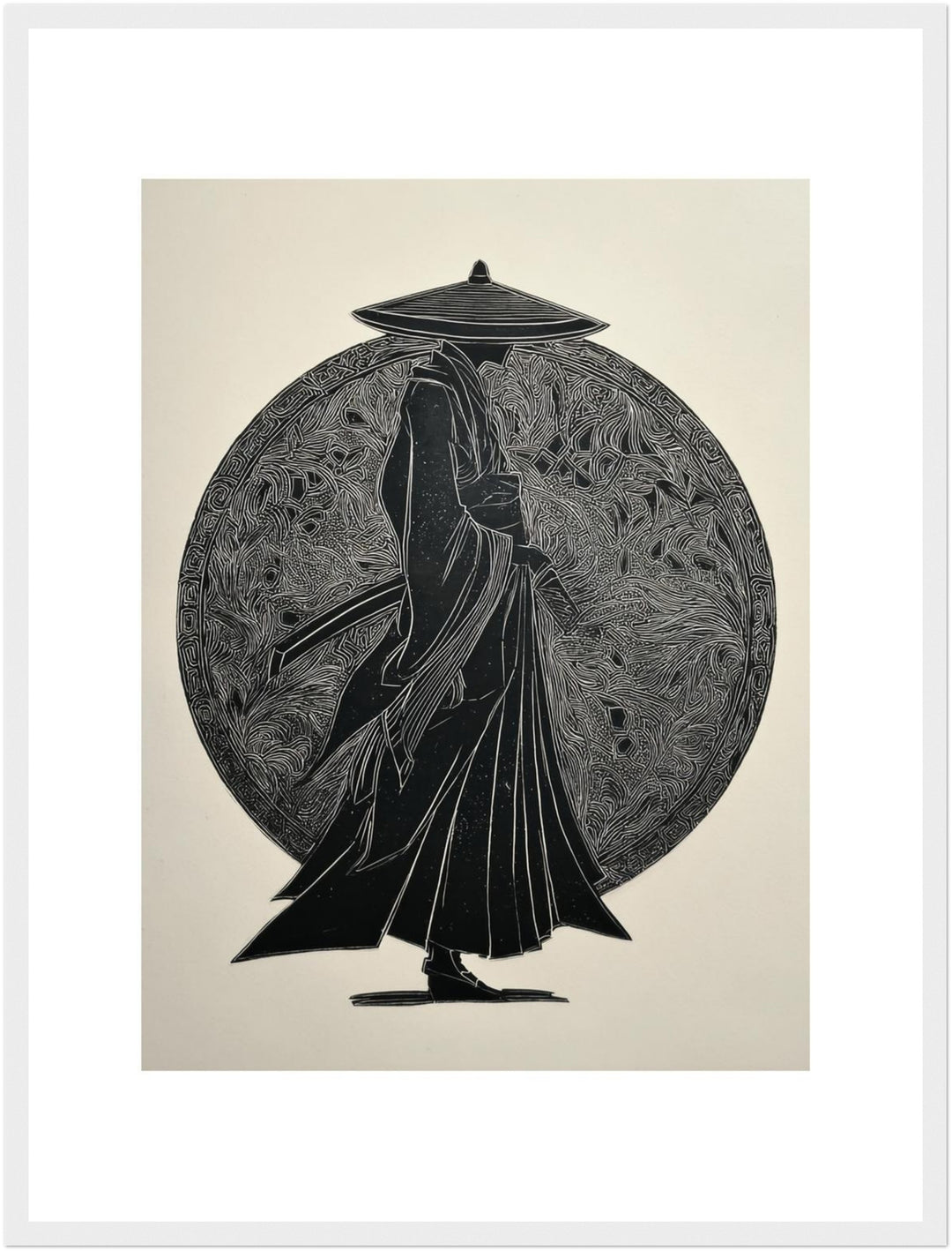Samurai Silhouette Holzschnitt Poster Zen – mattes Kunstdruck-Papier – Ansicht 6