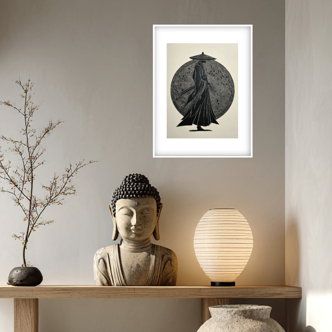 Samurai Silhouette Holzschnitt Poster Zen – mattes Kunstdruck-Papier – Ansicht 4