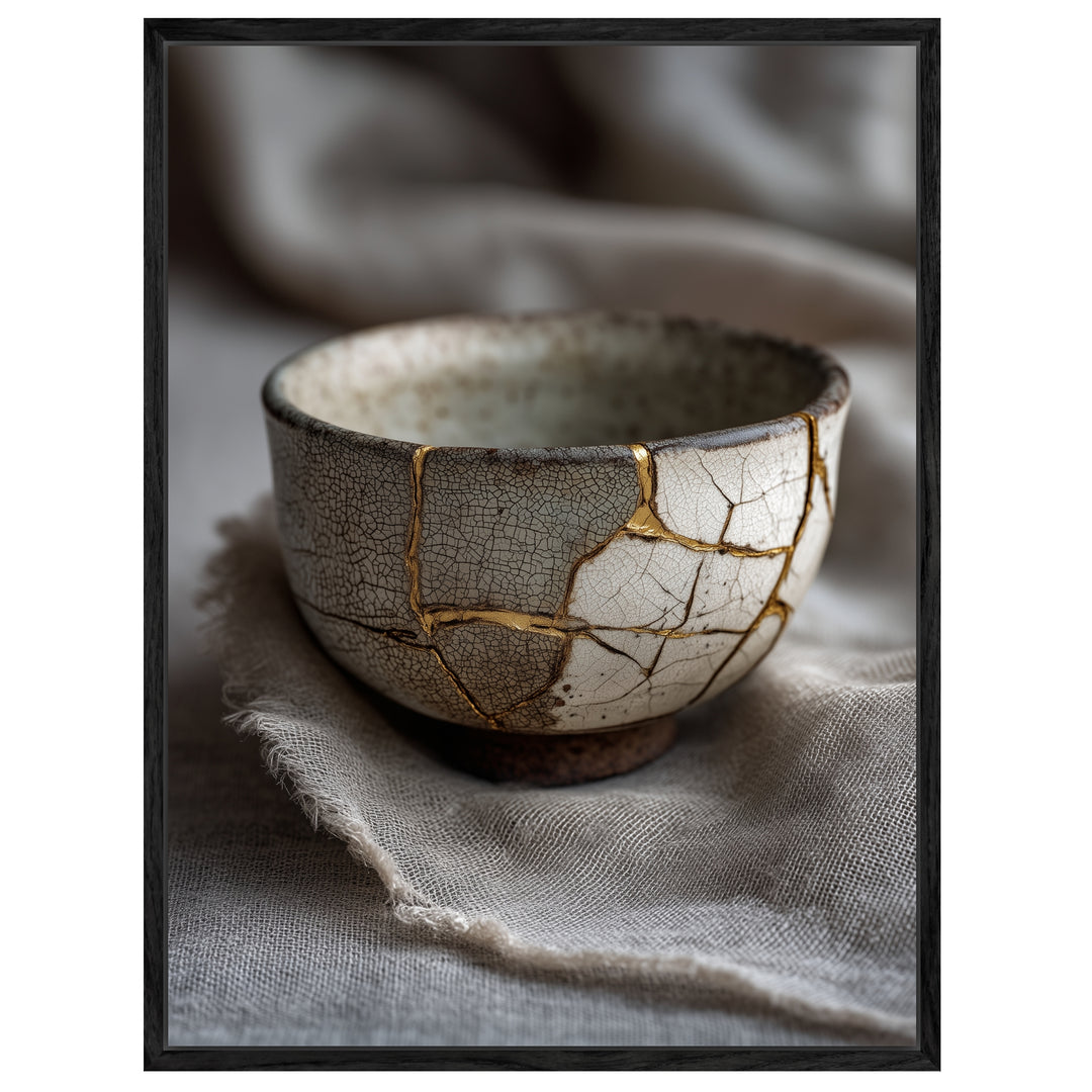 Kintsugi Schale mit Goldnaht Leinwandbild Zen – Leinwand auf Holzrahmen – Ansicht 4