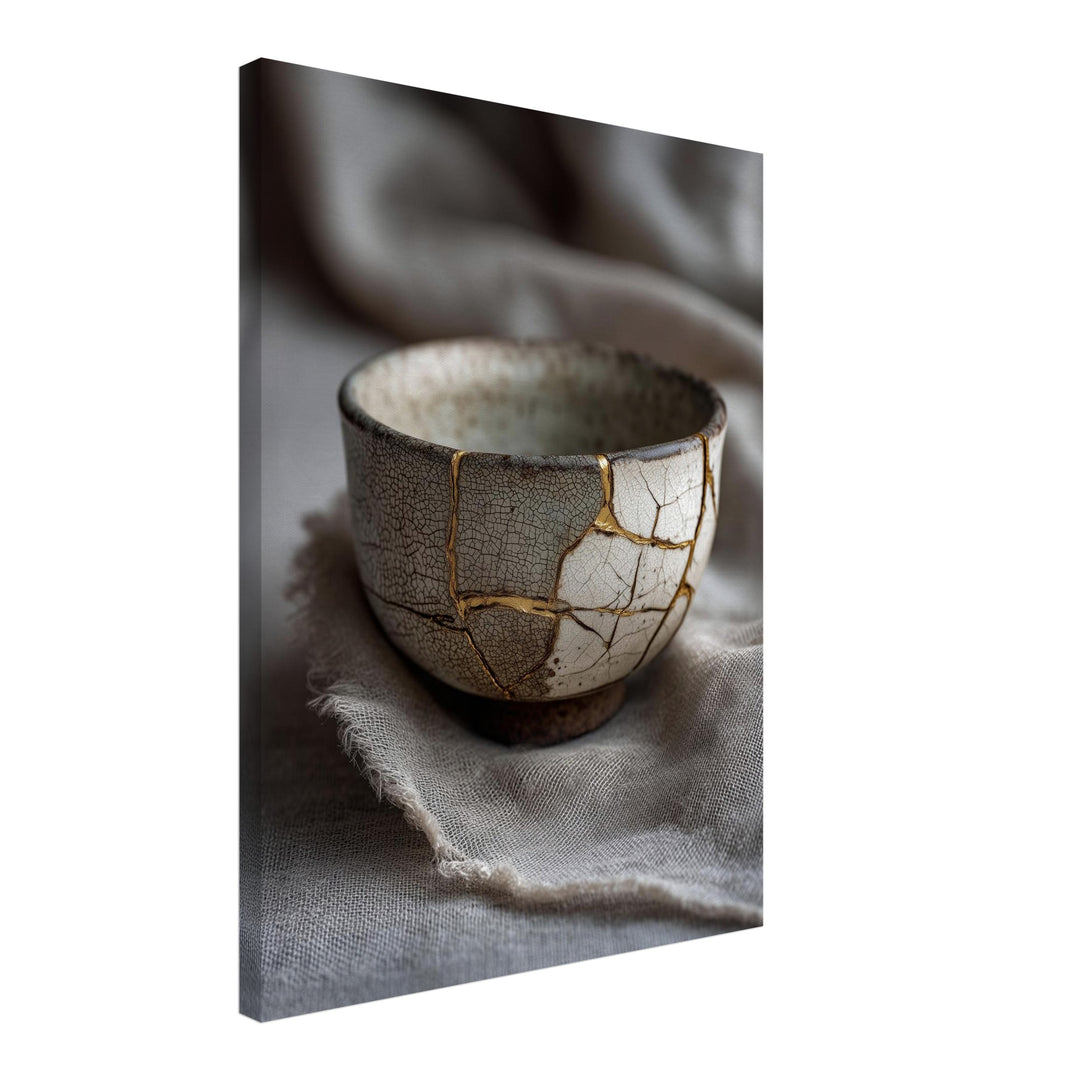 Kintsugi Schale mit Goldnaht Leinwandbild Zen – Leinwand auf Holzrahmen – Ansicht 2