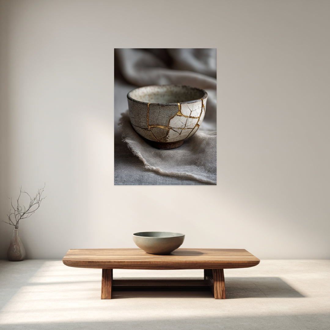 Kintsugi Schale mit Goldnaht Leinwandbild Zen – Leinwand auf Holzrahmen – Ansicht 3