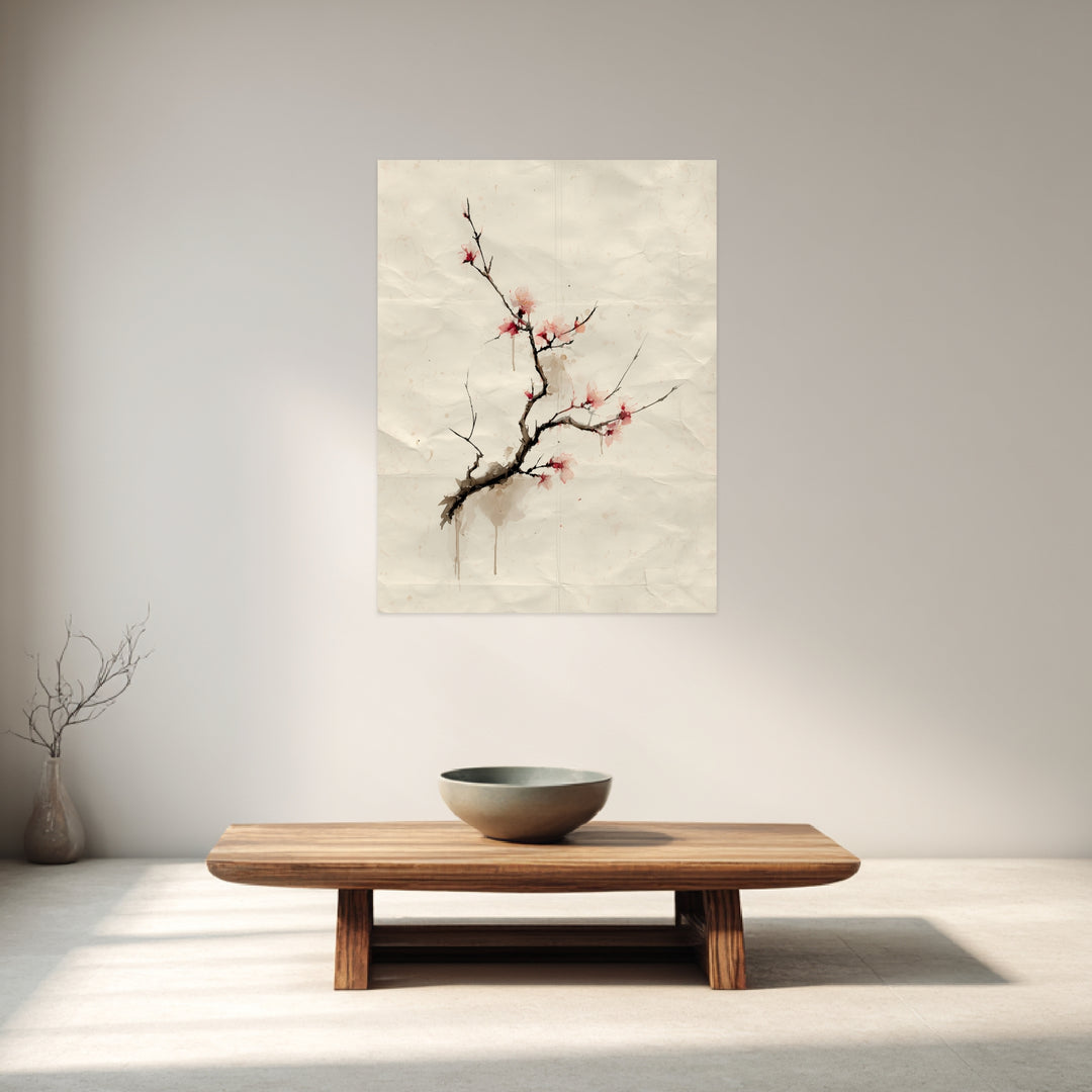 Kirschblütenzweig Aquarell Poster Zen – mattes Kunstdruck-Papier – Ansicht 3