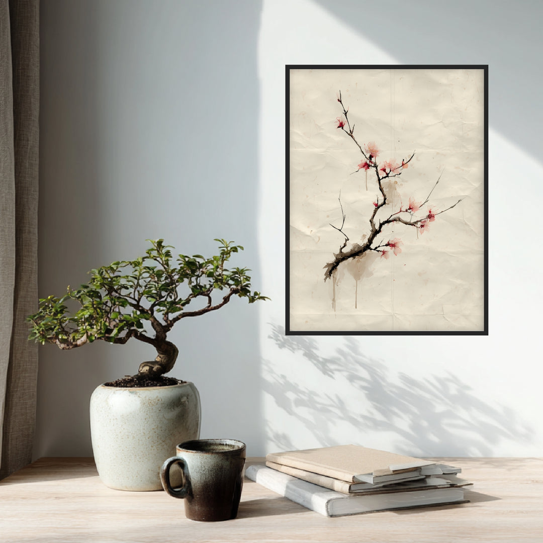 Kirschblütenzweig Aquarell Poster Zen – mattes Kunstdruck-Papier – Ansicht 2