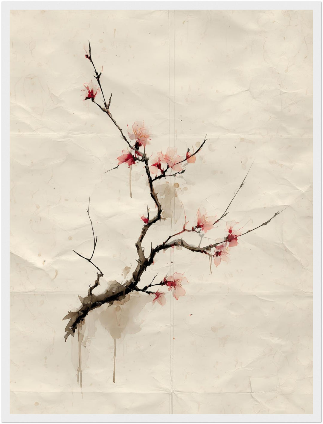 Kirschblütenzweig Aquarell Poster Zen – mattes Kunstdruck-Papier – Ansicht 6