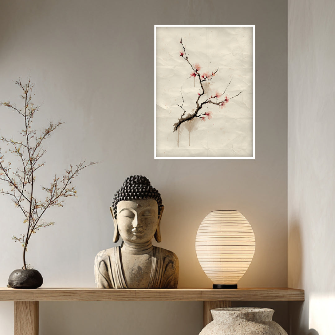Kirschblütenzweig Aquarell Poster Zen – mattes Kunstdruck-Papier – Ansicht 4