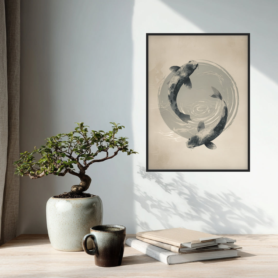 Koi im Kreis Poster Zen – mattes Kunstdruck-Papier – Ansicht 3
