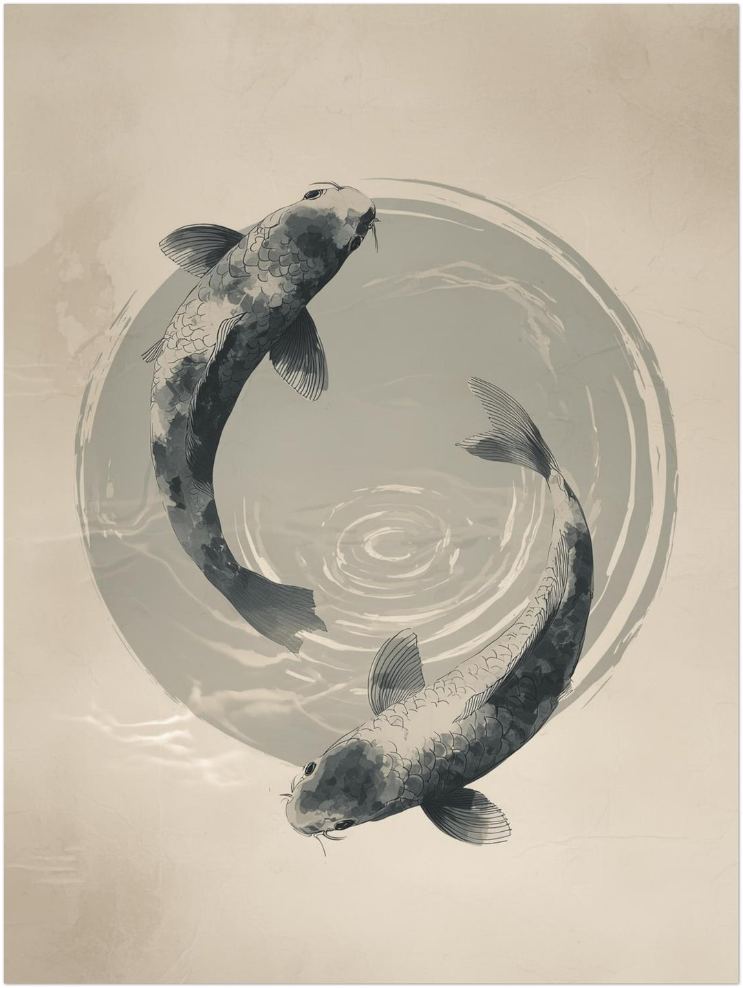 Koi im Kreis Zen – Wandkunst