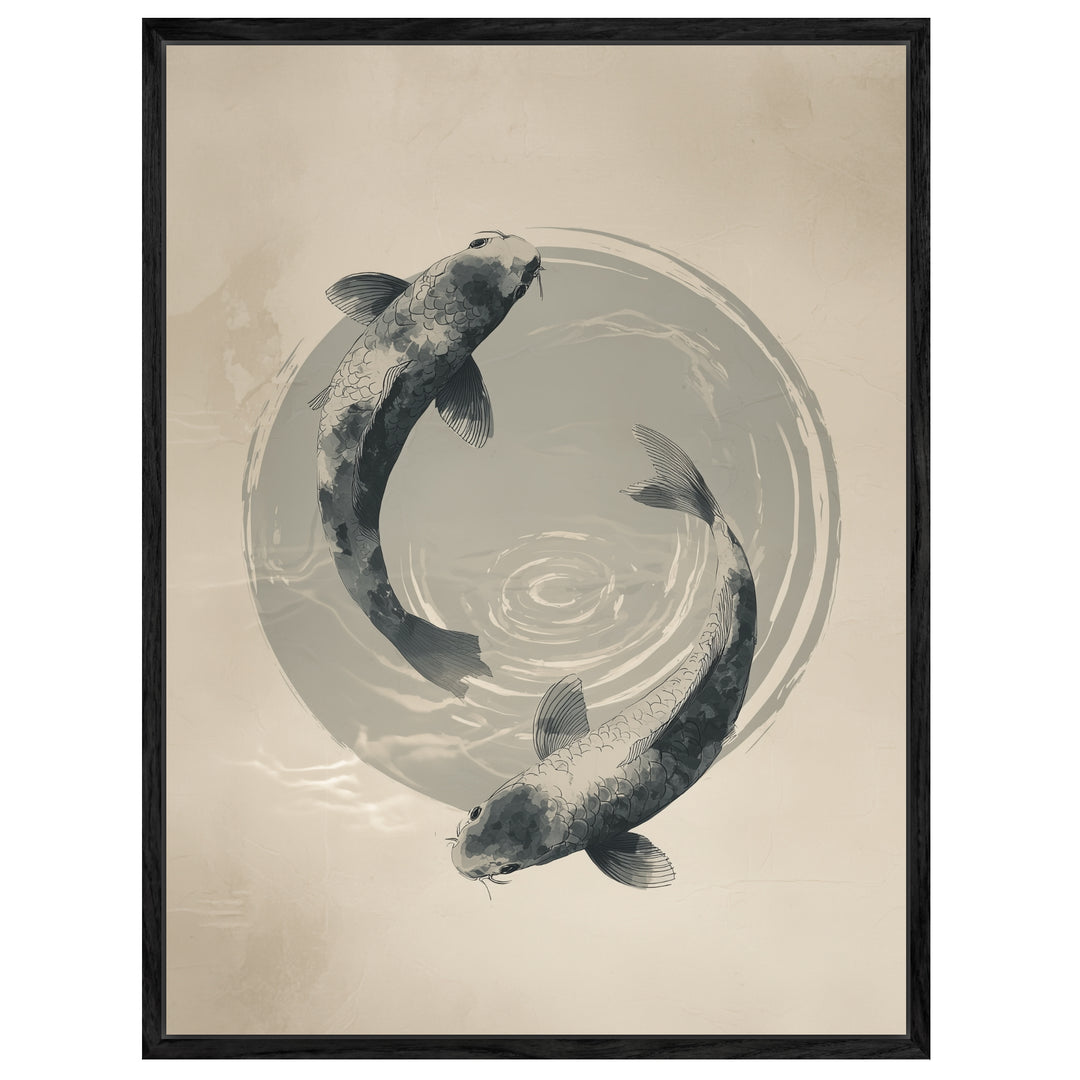 Koi im Kreis Leinwandbild Zen – Leinwand auf Holzrahmen – Ansicht 4