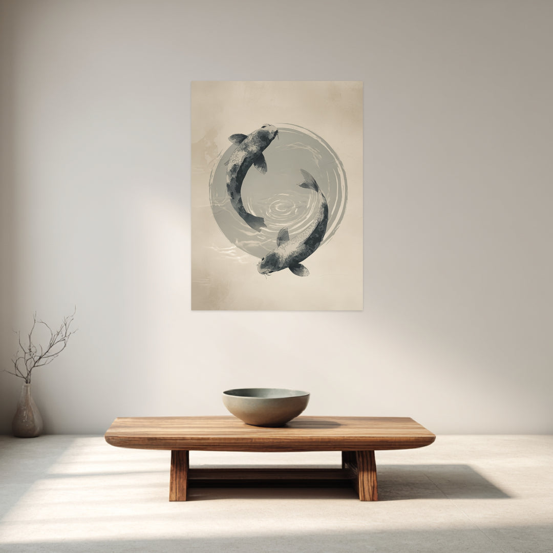 Koi im Kreis Leinwandbild Zen – Leinwand auf Holzrahmen – Ansicht 3