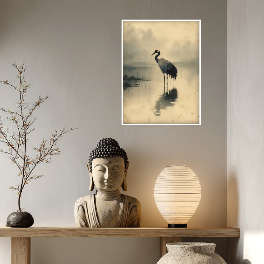 Kranich im Nebel Poster Zen – mattes Kunstdruck-Papier – Ansicht 4
