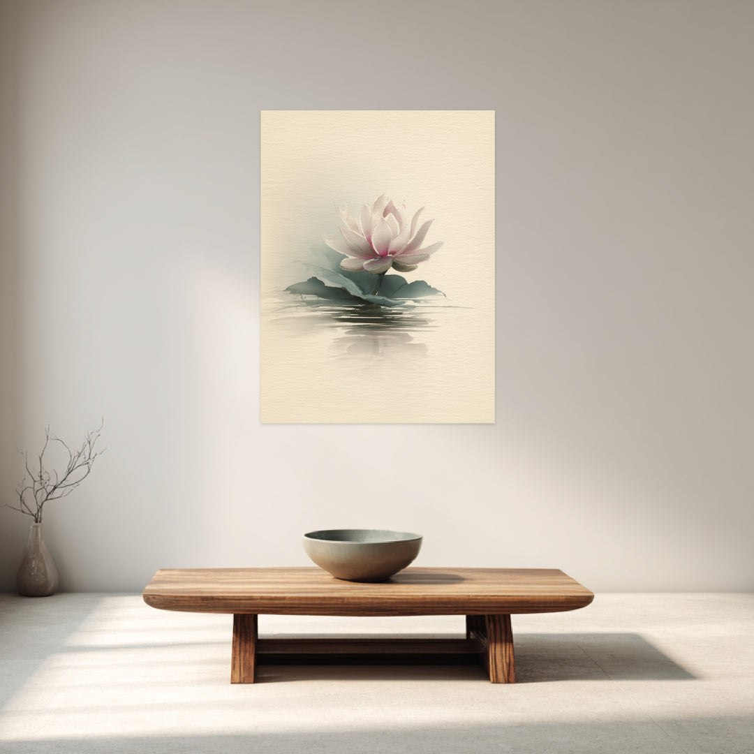 Lotusblüte auf Wasser Leinwandbild Zen – Leinwand auf Holzrahmen – Ansicht 3