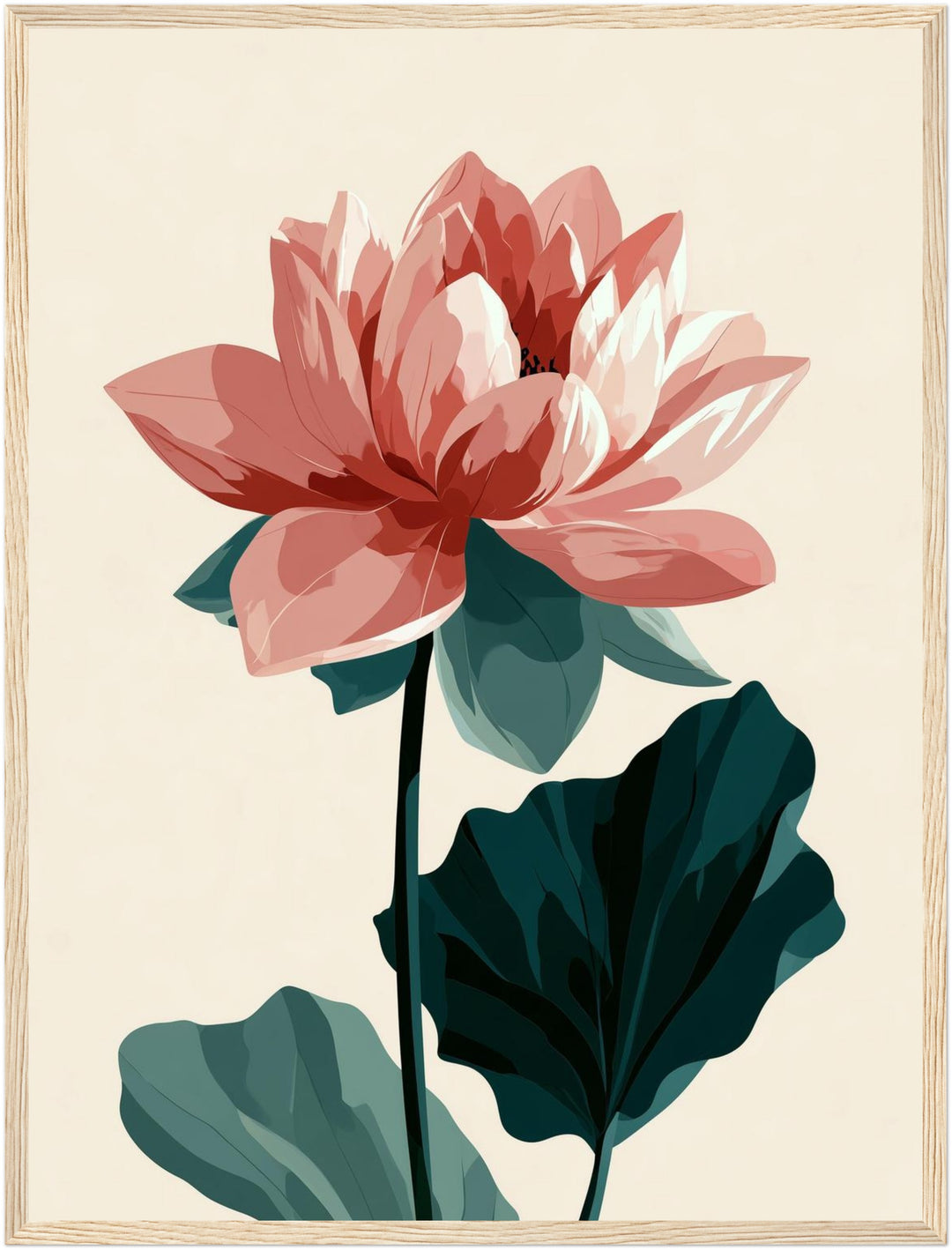 Lotusblüte in rosa Poster – Holz natur Rahmen – Produktfoto