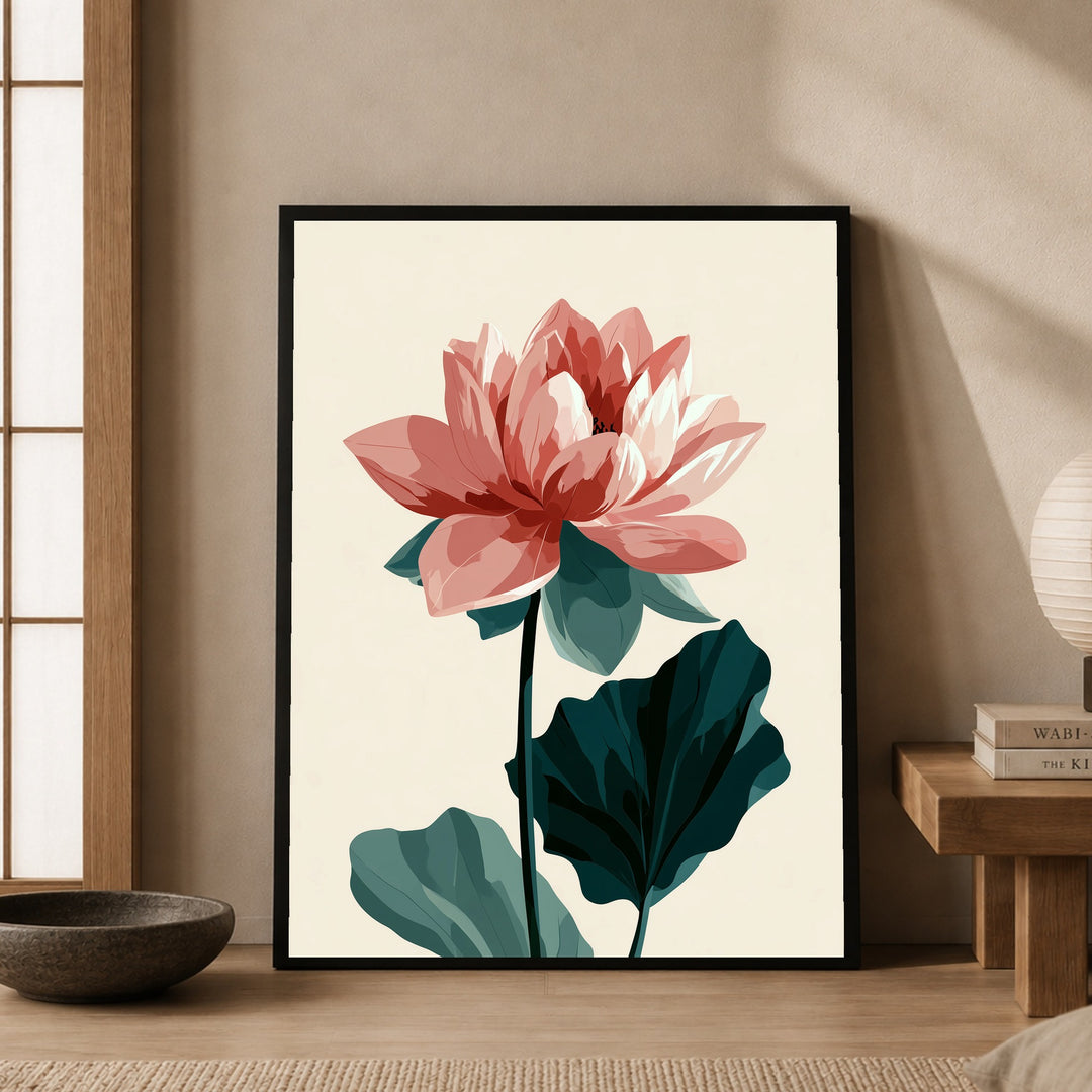 Lotusblüte in rosa Poster – Schwarzer Rahmen – Produktfoto