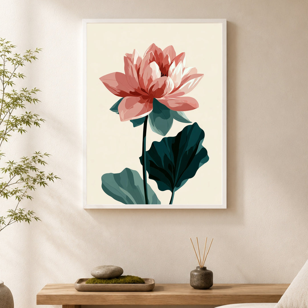 Lotusblüte in rosa Poster – Weißer Rahmen – Produktfoto