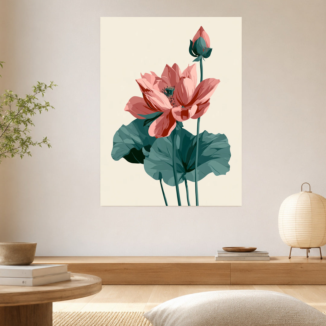Lotusblüte und Knospe Poster – Ohne Rahmen – Produktfoto