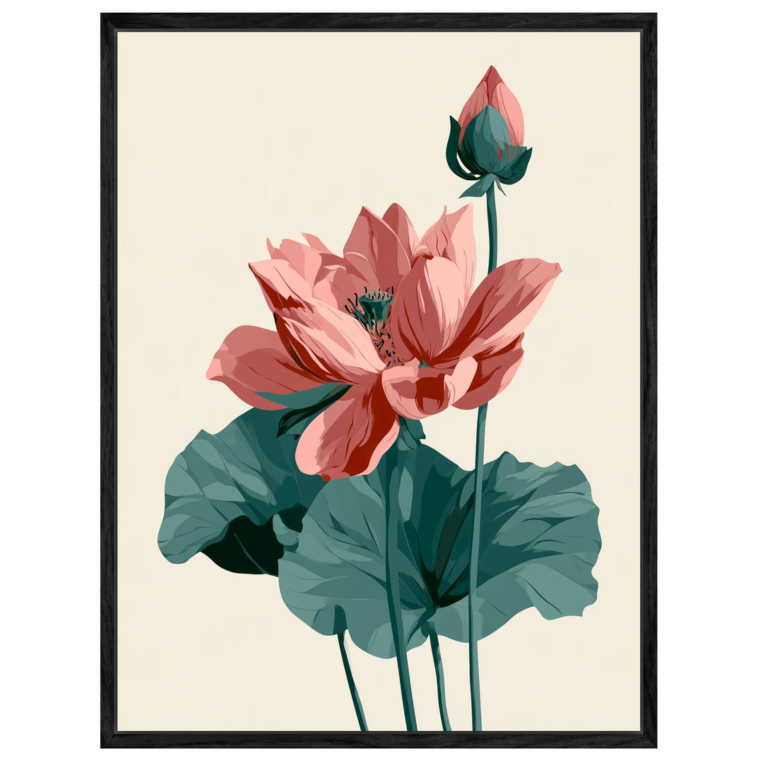 Lotusblüte und Knospe Leinwandbild – Leinwandbild