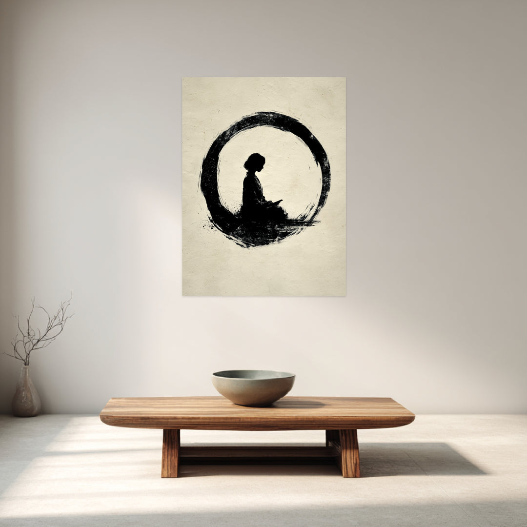Mädchen im Kreis Leinwandbild Zen – Leinwand auf Holzrahmen – Ansicht 3