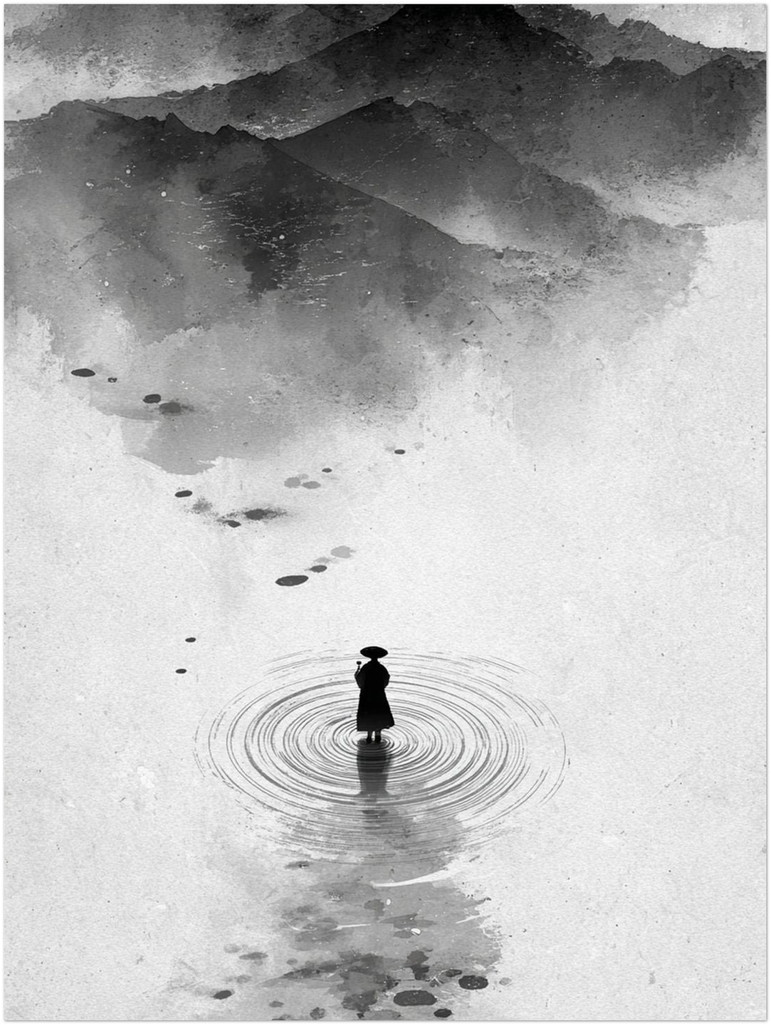 Mönch im Wasser Zen – Wandkunst