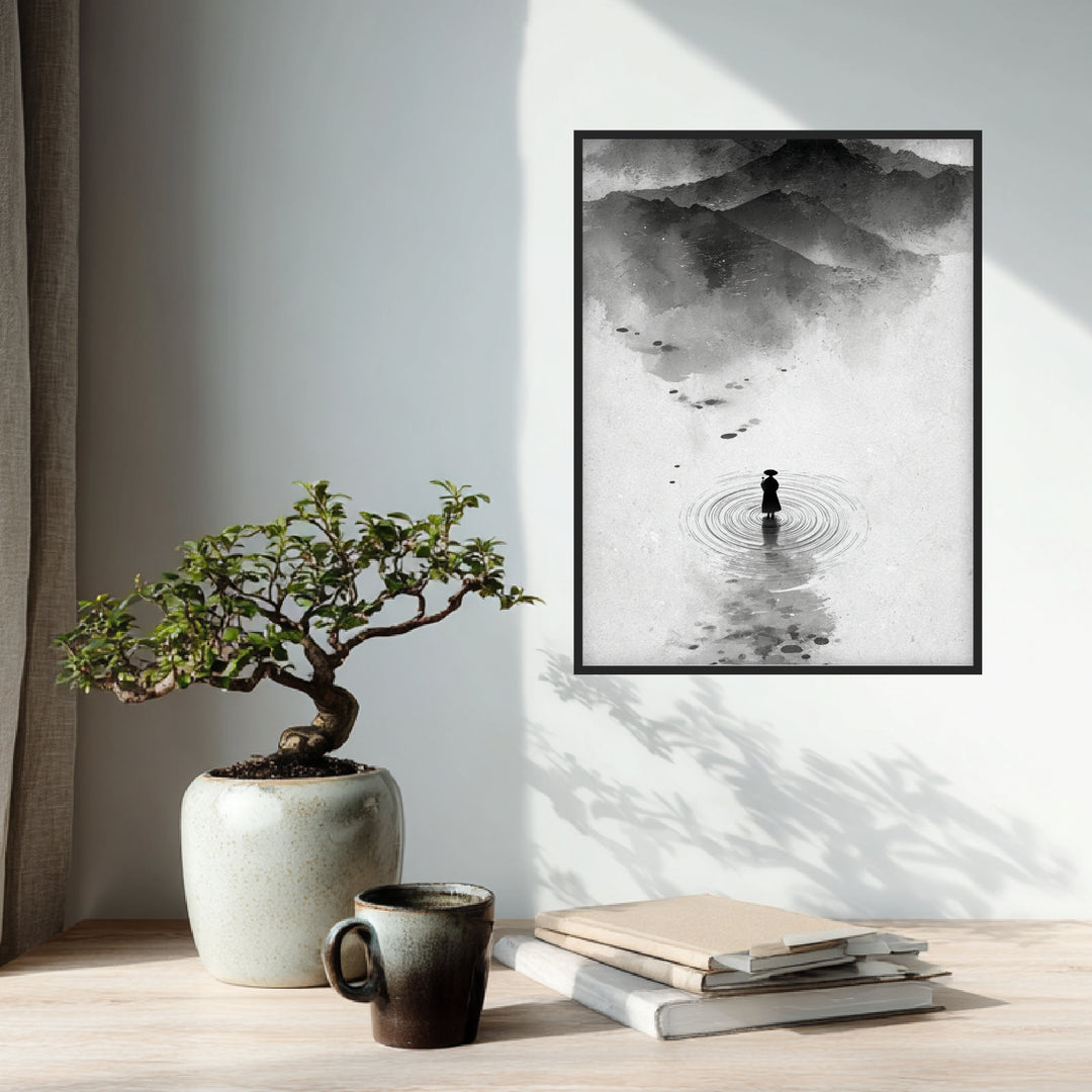 Mönch im Wasser Poster Zen – mattes Kunstdruck-Papier – Ansicht 2