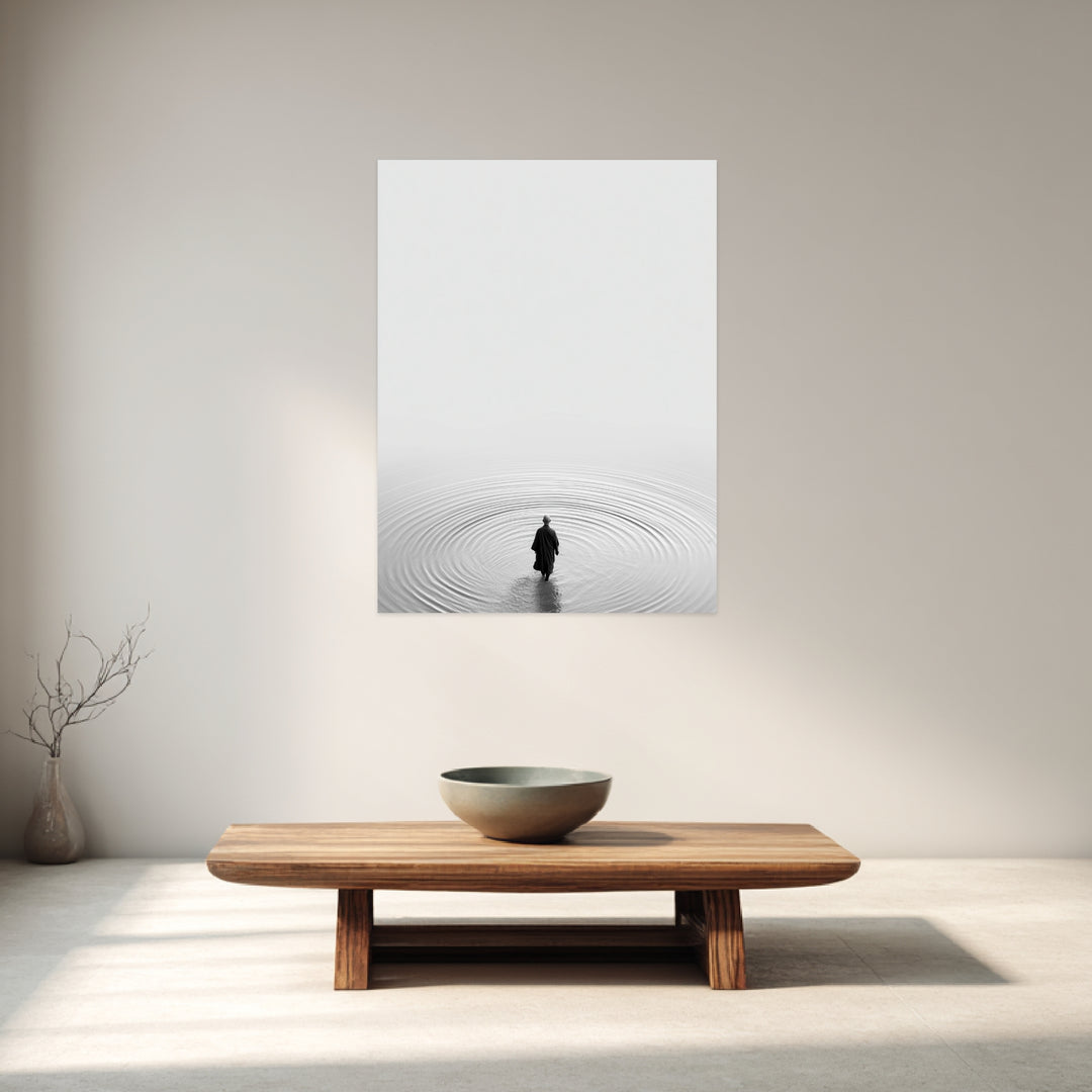 Mönch im Wasser Leinwandbild Zen – Leinwand auf Holzrahmen – Ansicht 3