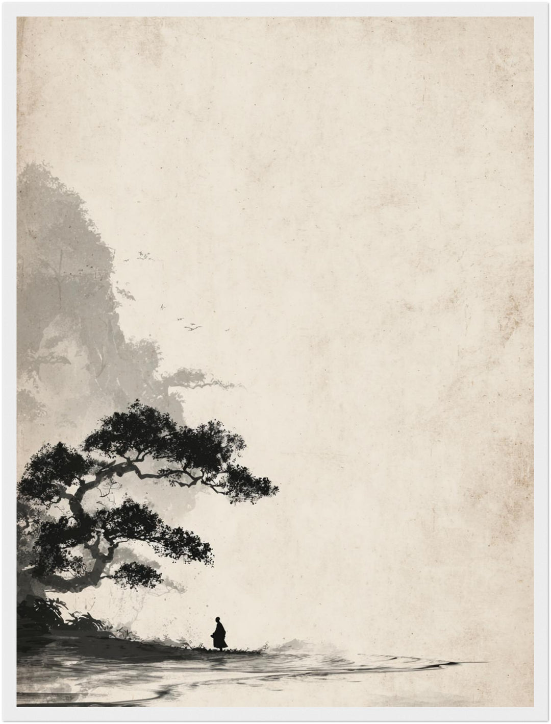 Mönch unter Baum Sumi-e Poster Zen – mattes Kunstdruck-Papier – Ansicht 6