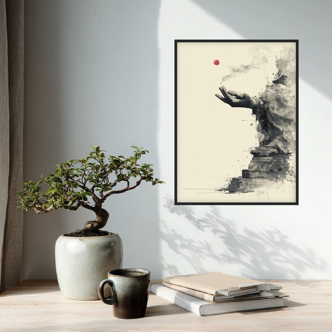 Offene Hand Rauch Poster Zen – mattes Kunstdruck-Papier – Ansicht 3