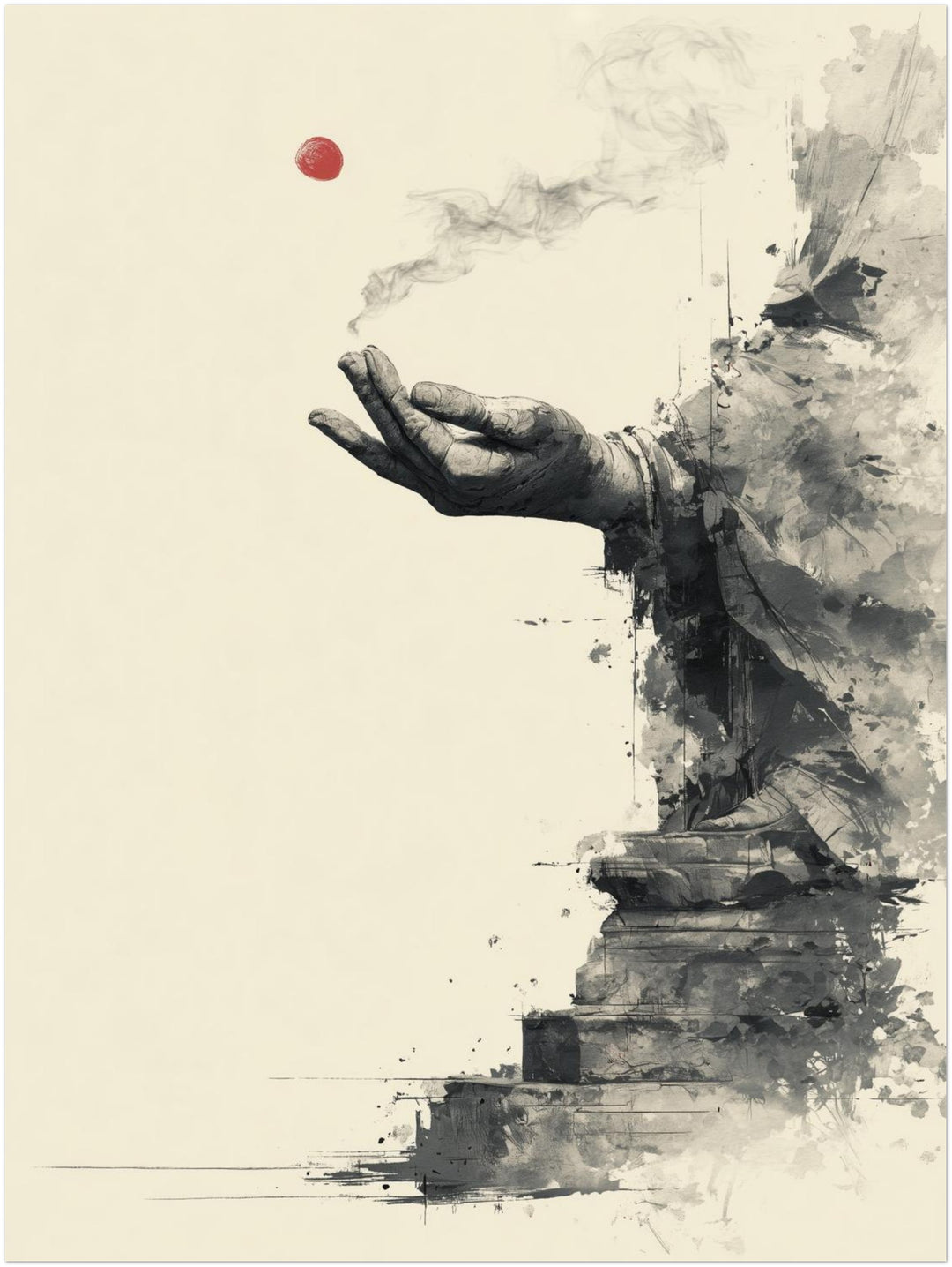 Offene Hand Rauch Zen – Wandkunst