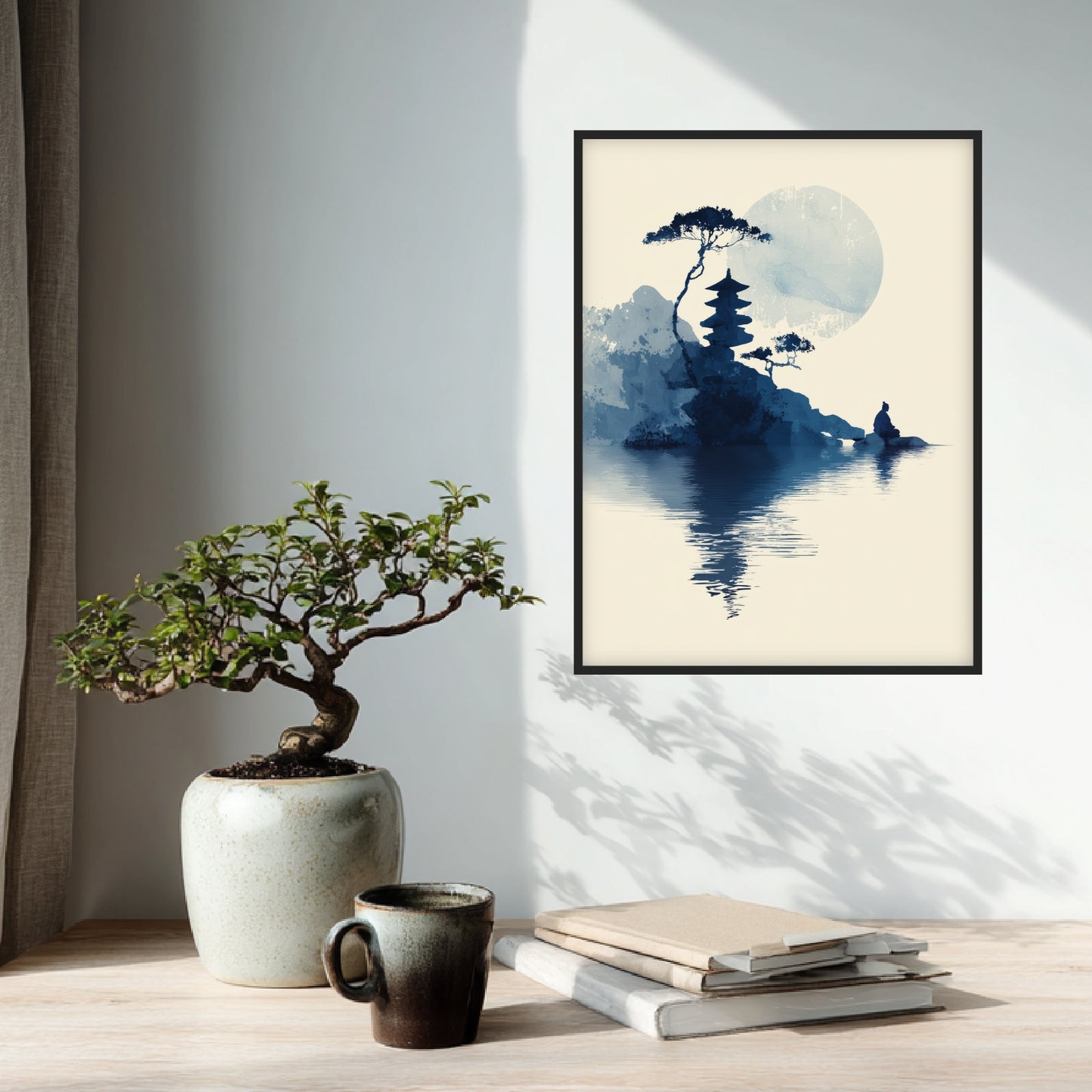 Pagode und Meditierender Poster