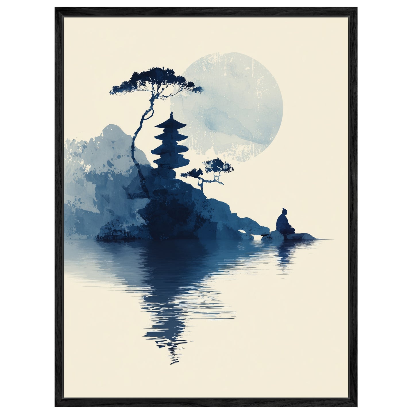 Pagode und Meditierender Leinwandbild