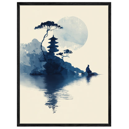 Pagode und Meditierender Leinwandbild