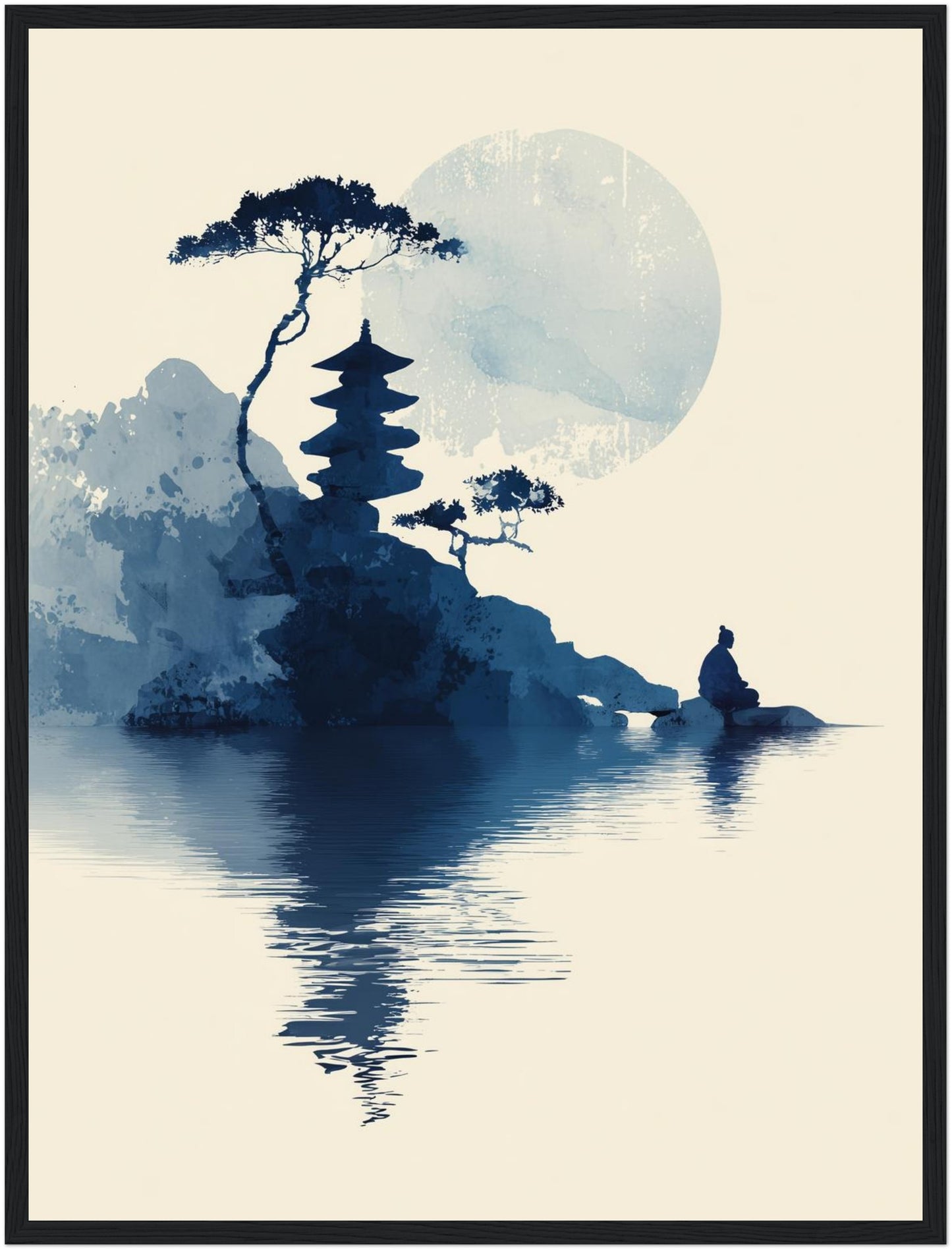 Pagode und Meditierender Poster