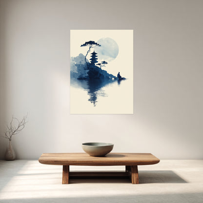 Pagode und Meditierender Poster