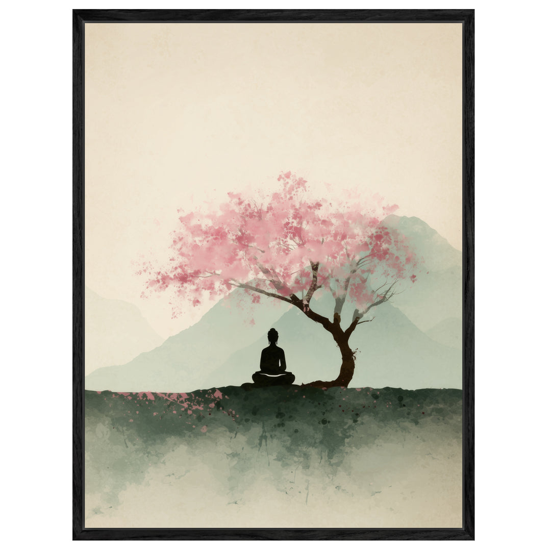 Person unter Kirschbaum Leinwandbild Zen – Leinwand auf Holzrahmen – Ansicht 4