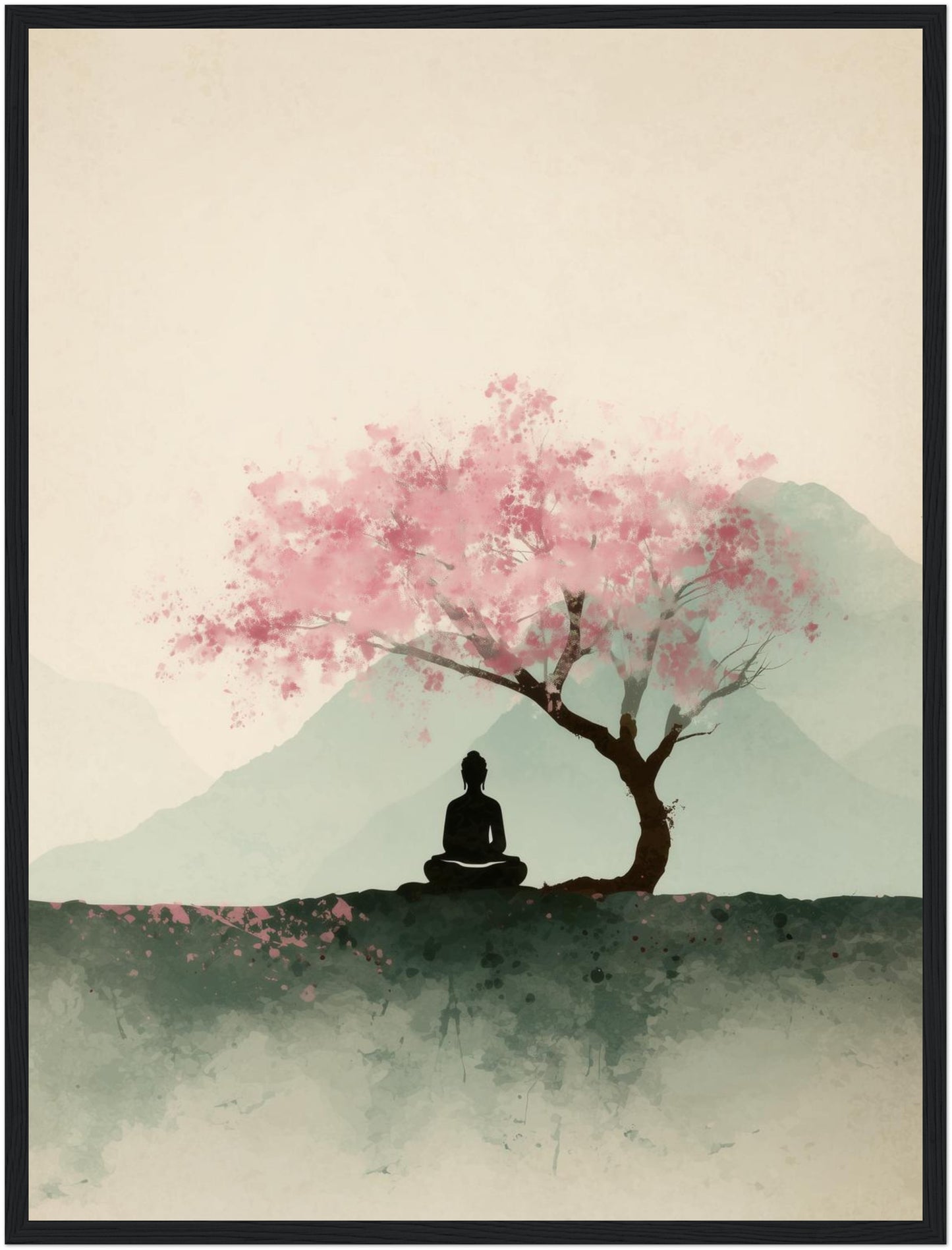 Person unter Kirschbaum Poster