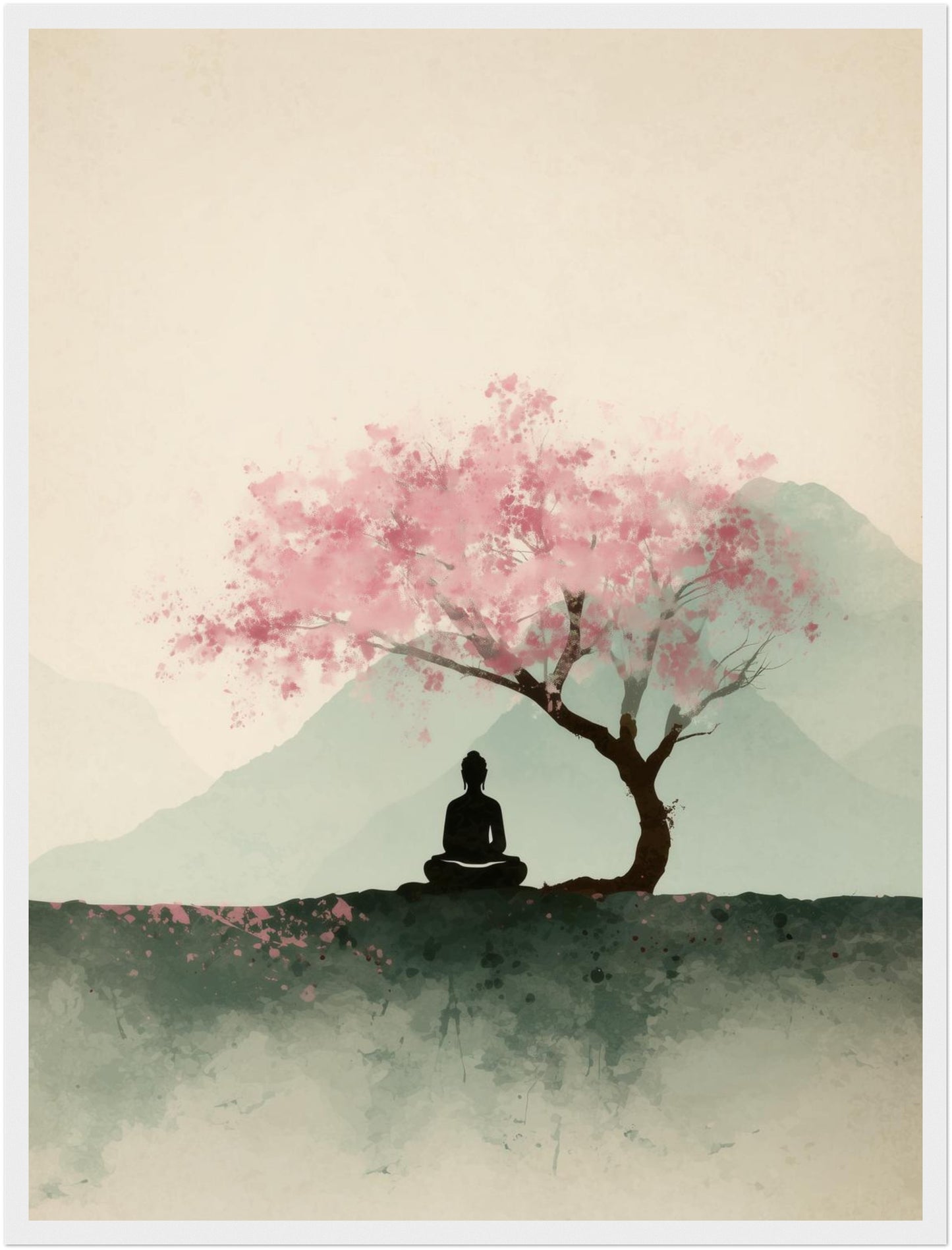 Person unter Kirschbaum Poster