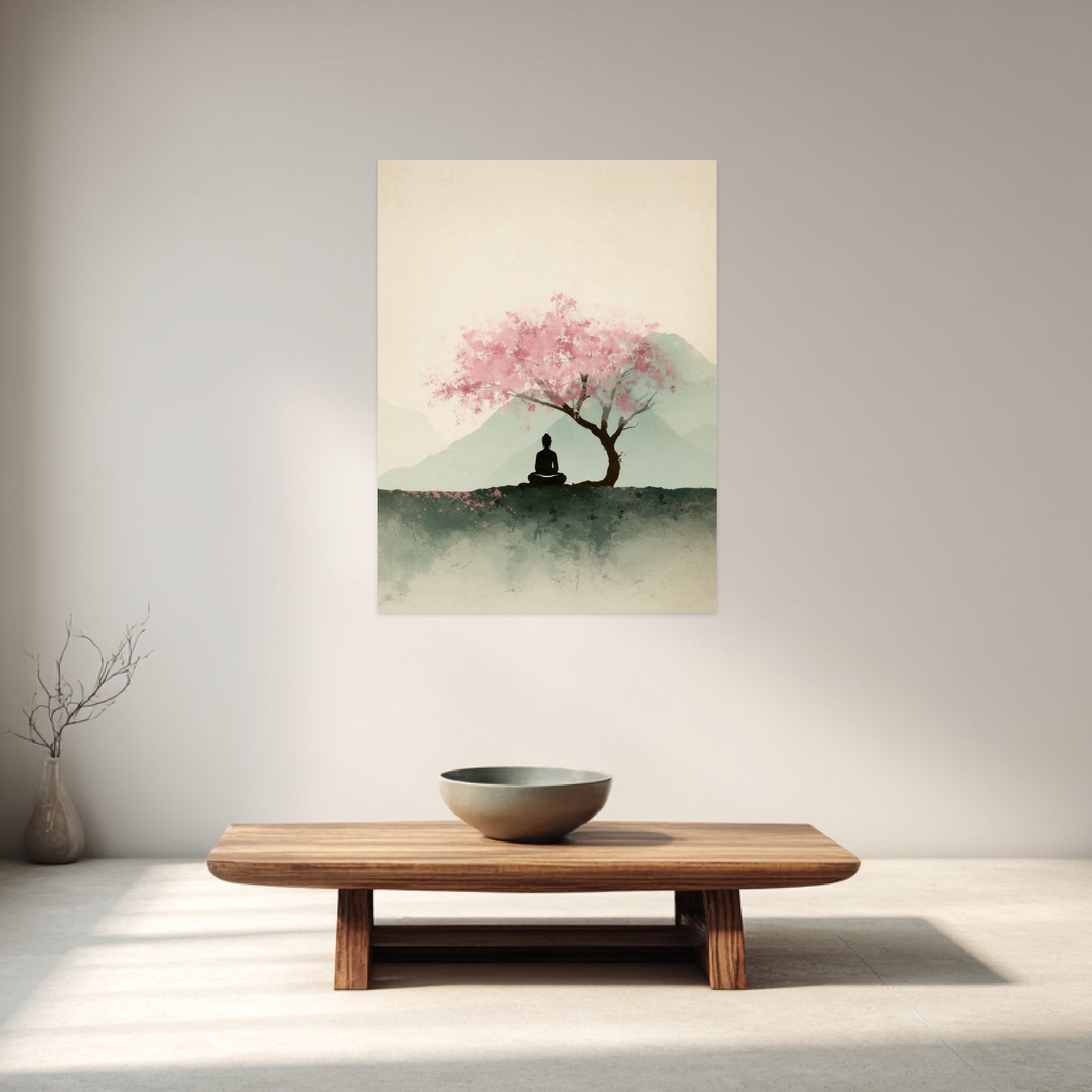 Person unter Kirschbaum Poster