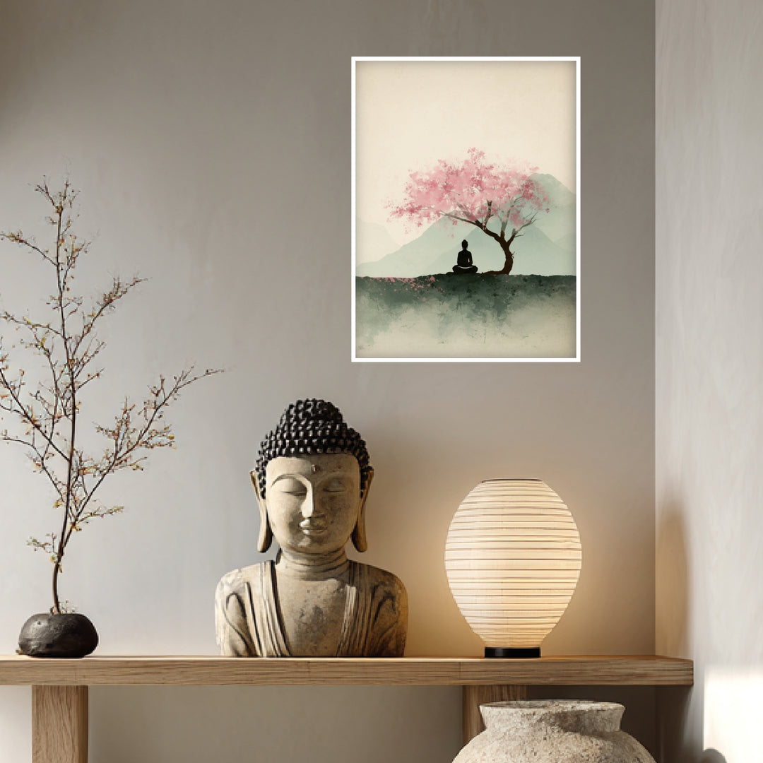 Person unter Kirschbaum Poster Zen – mattes Kunstdruck-Papier – Ansicht 4