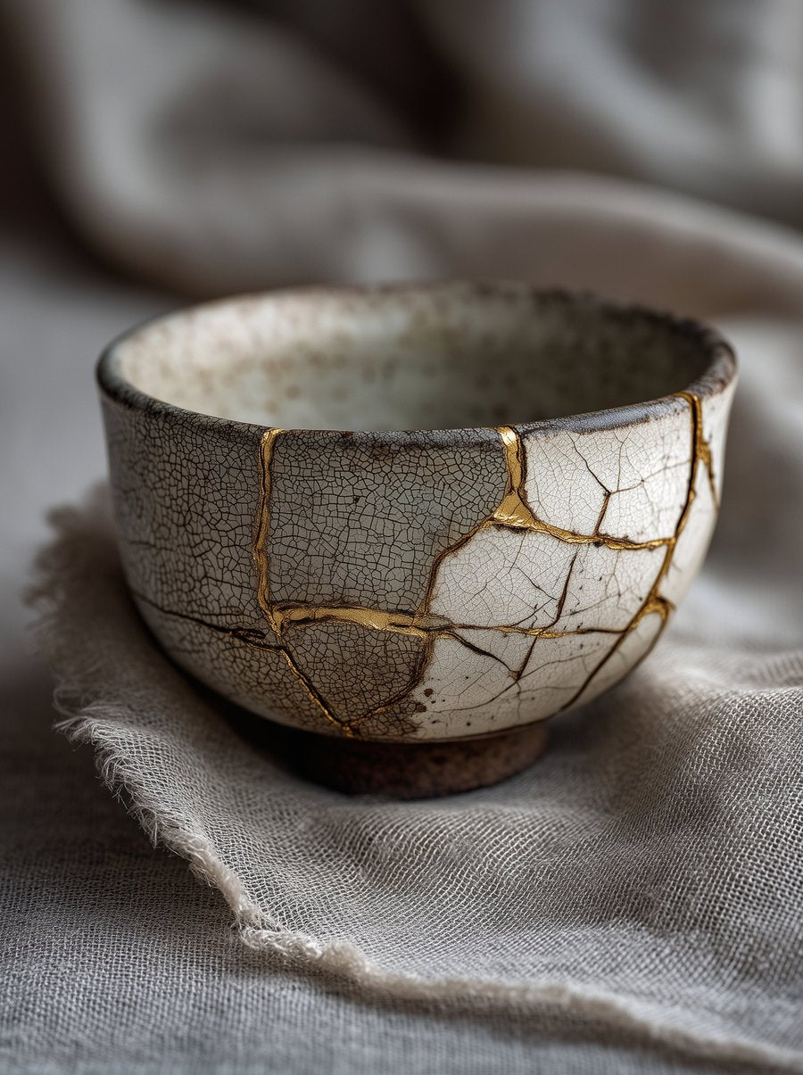 Kintsugi-Schale mit Goldnaht als Zen Poster