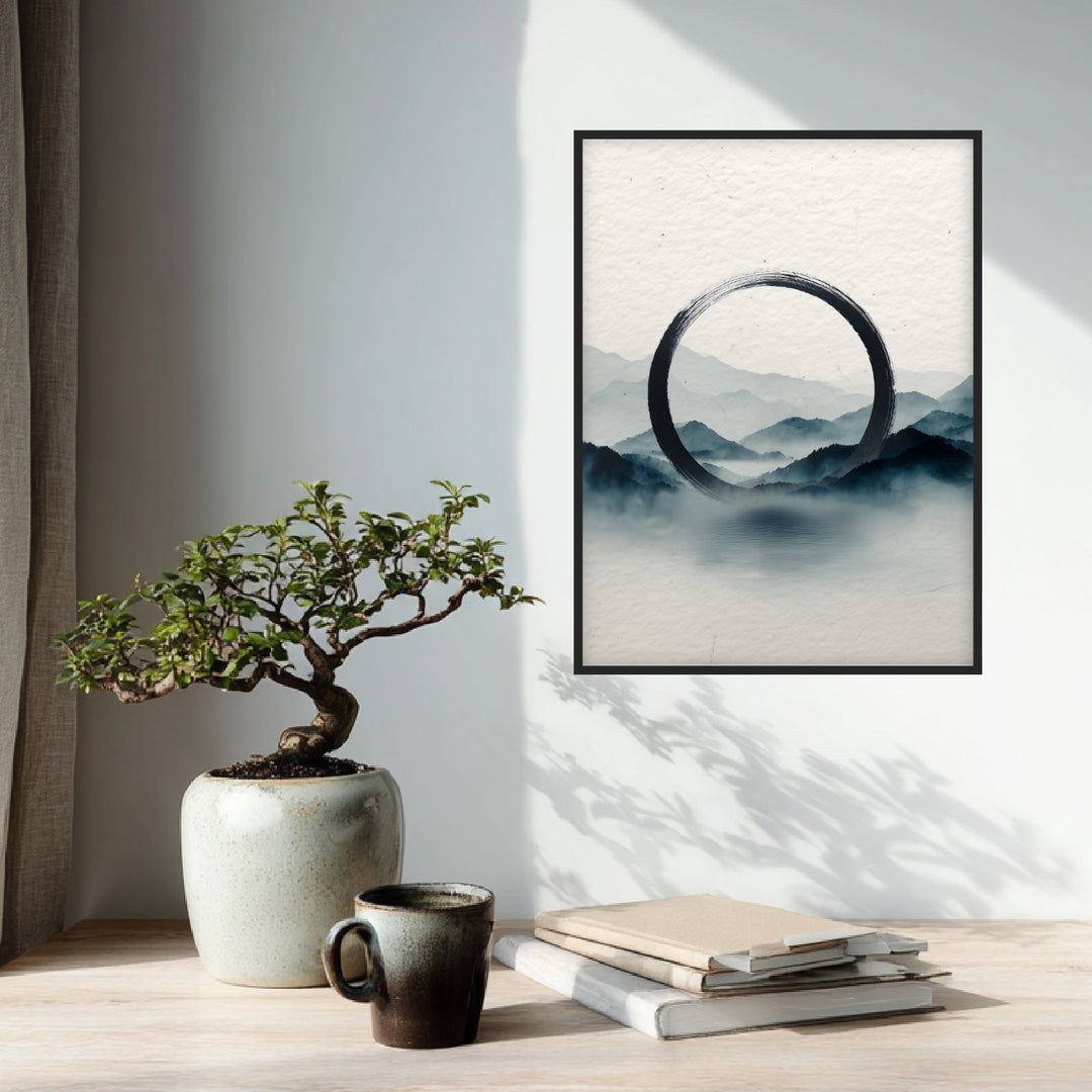 Schwarzer Kreis Nebel Poster Zen – mattes Kunstdruck-Papier – Ansicht 3