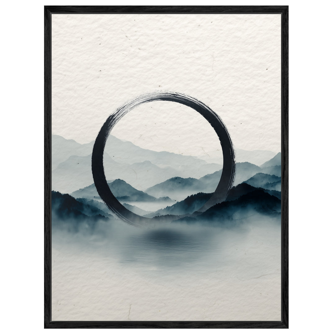 Schwarzer Kreis Nebel Leinwandbild Zen – Leinwand auf Holzrahmen – Ansicht 4