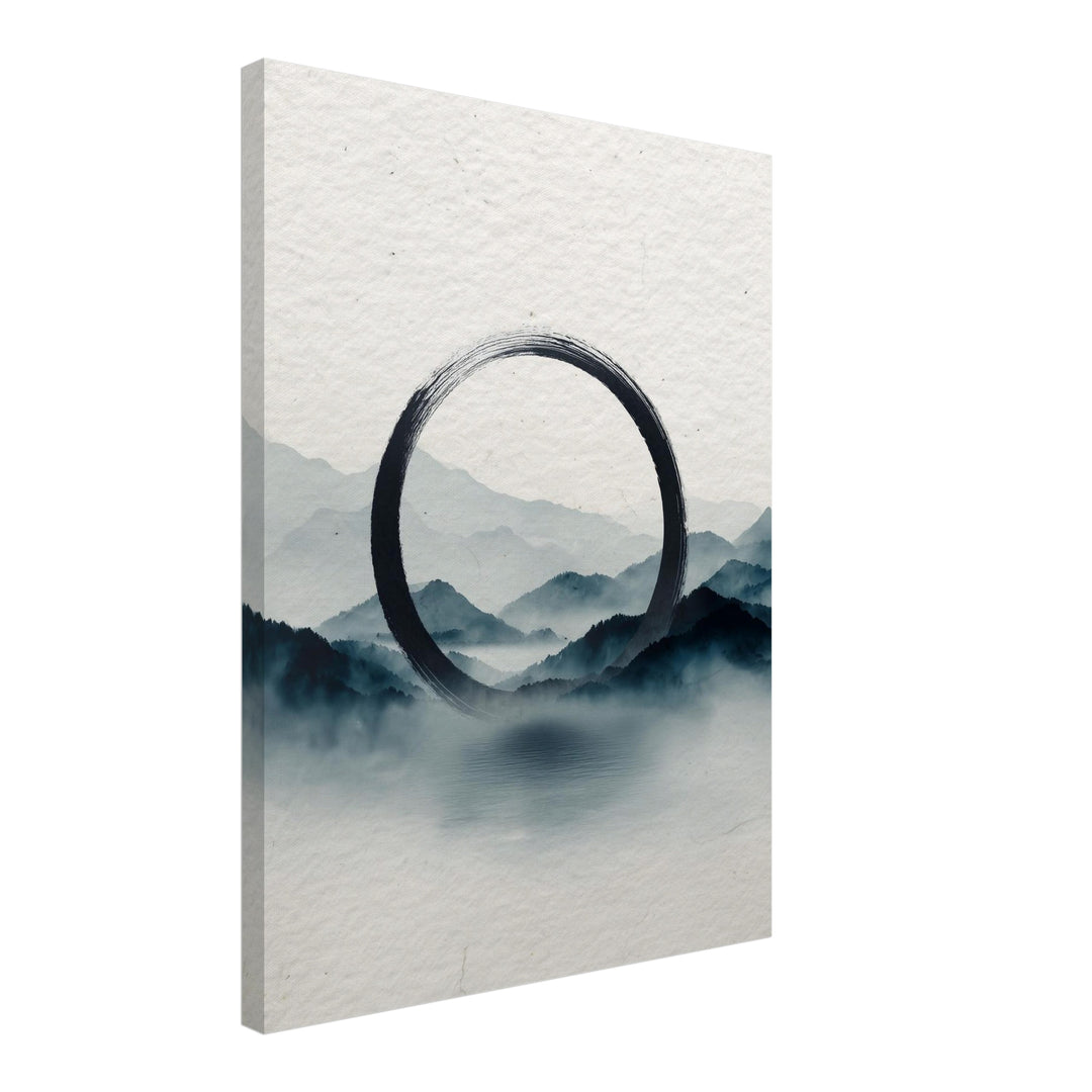 Schwarzer Kreis Nebel Leinwandbild Zen – Leinwand auf Holzrahmen – Ansicht 2