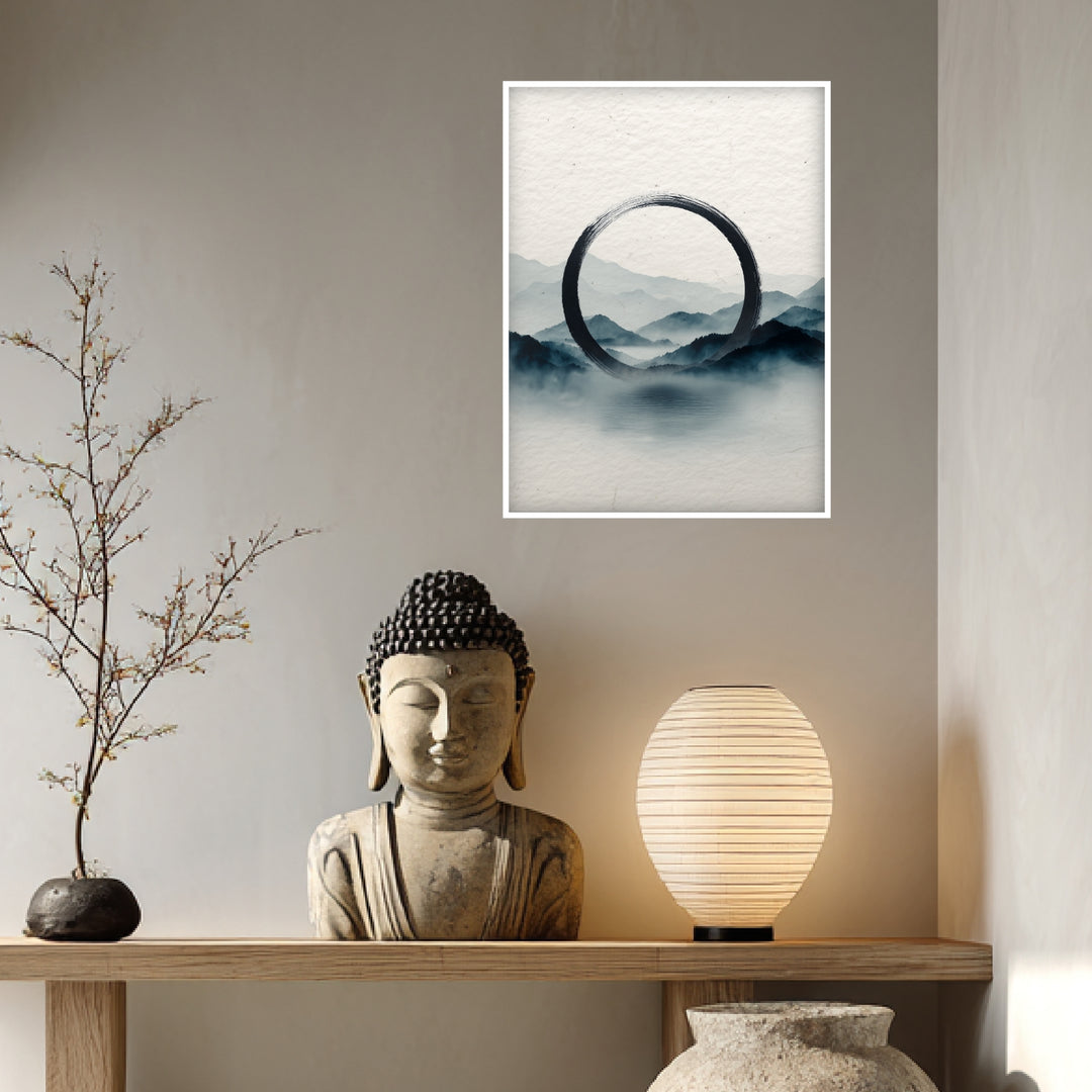 Schwarzer Kreis Nebel Poster Zen – mattes Kunstdruck-Papier – Ansicht 4